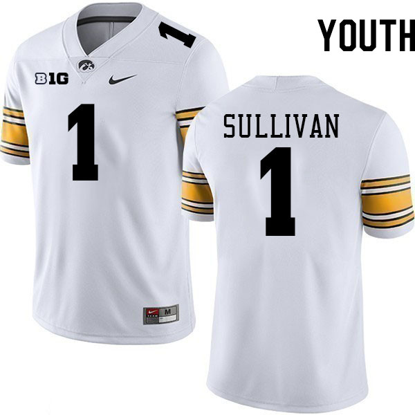 Youth #1 Brendan Sullivan Iowa Hawkeyes College Football Jerseys Stitched-White